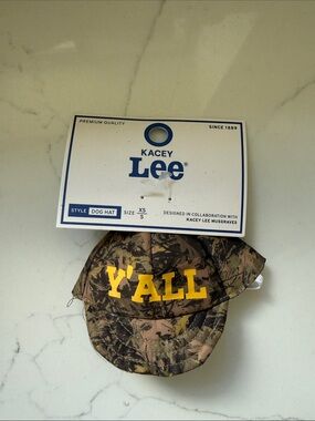 Kacey Lee Dog  'Y'ALL'  Hat in Green and Yellow Camo XS